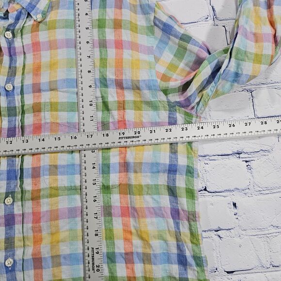 GANT Long Island Linen Regular Fit Button Shirt Preppy Rainbow Plaid MENS SZ XL - Picture 4 of 9